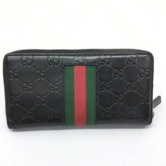 Gucci Leather Wallet GG Black Zip Long - Picture 1 of 7